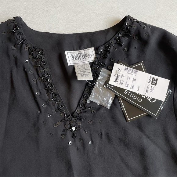 Bob Mackie Studio Silk Beaded Blouse - Picture 3 of 5